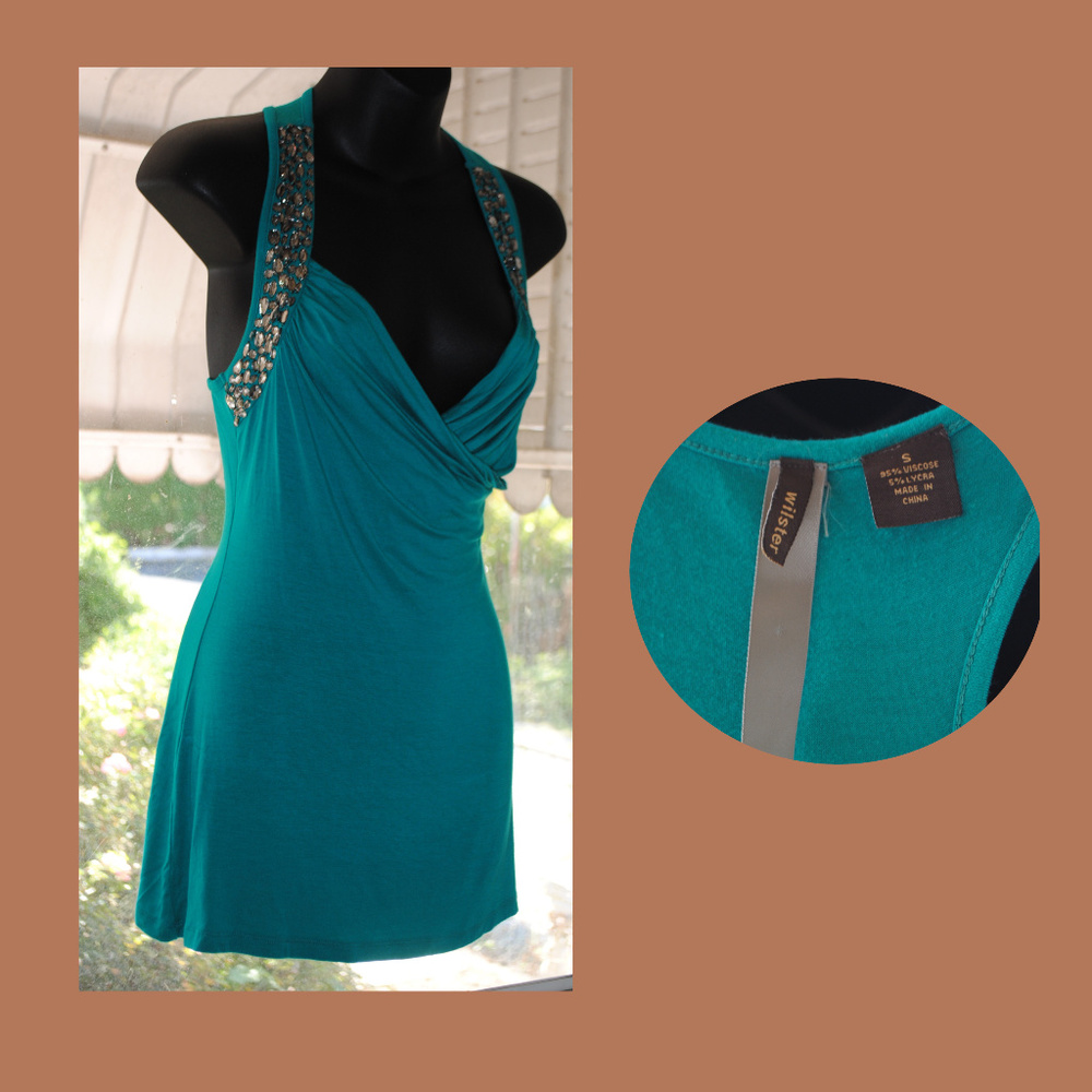 WILSTER Embellished Racerback Top Size S